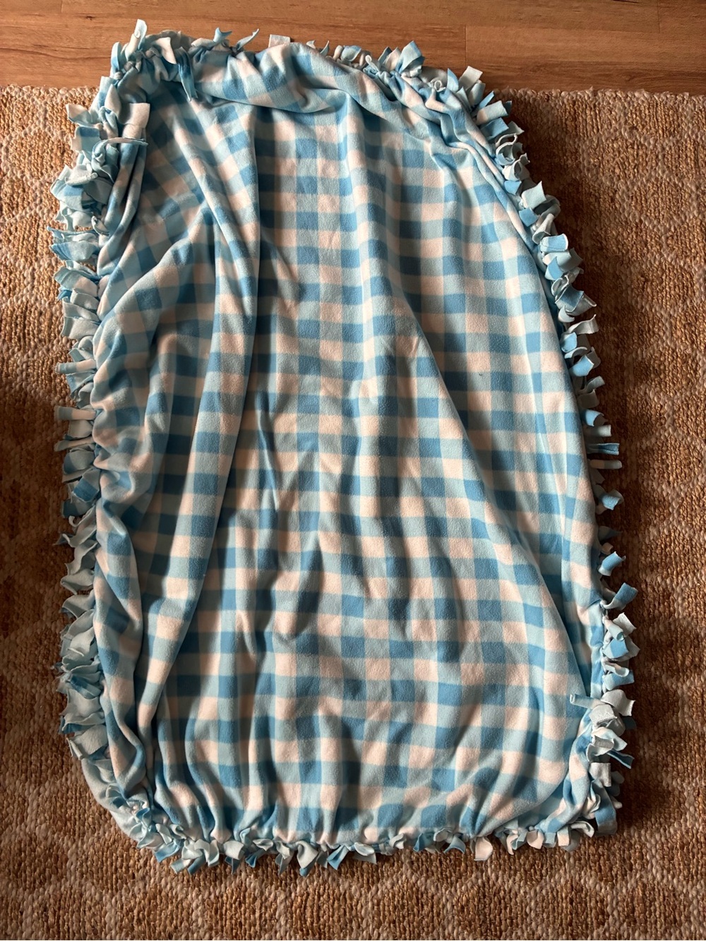 Handmade Kids Blue and White Checkered blanket